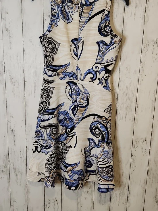 White House Black Market Blue Paisley Dress Sleeveless Fit Flare Size 2 - Picture 7 of 8